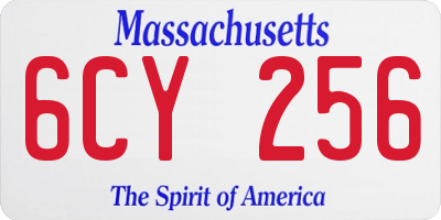 MA license plate 6CY256