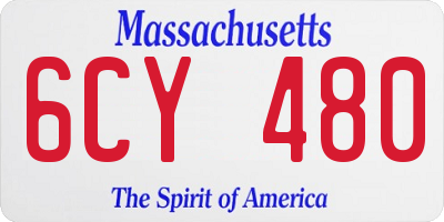 MA license plate 6CY480