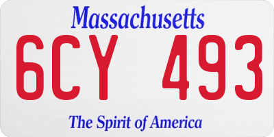 MA license plate 6CY493