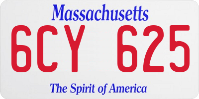 MA license plate 6CY625