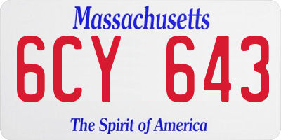 MA license plate 6CY643