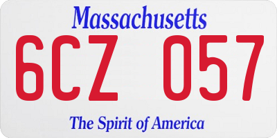 MA license plate 6CZ057