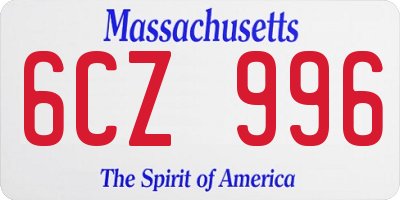 MA license plate 6CZ996