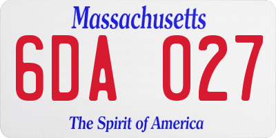 MA license plate 6DA027