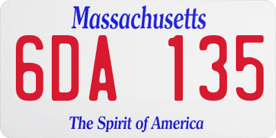 MA license plate 6DA135