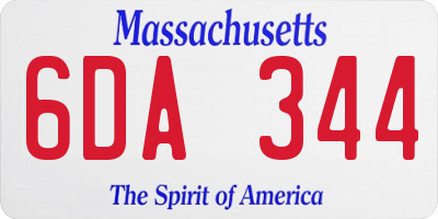 MA license plate 6DA344
