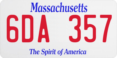 MA license plate 6DA357