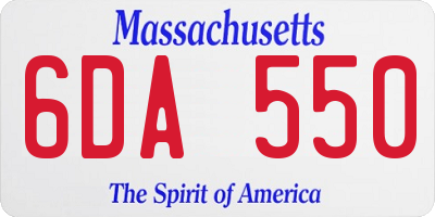 MA license plate 6DA550