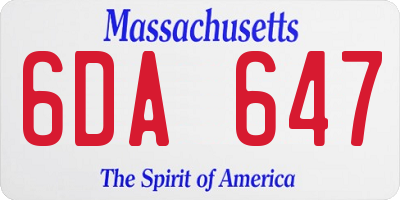 MA license plate 6DA647