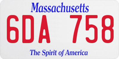 MA license plate 6DA758
