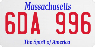MA license plate 6DA996