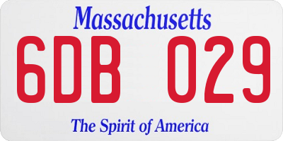 MA license plate 6DB029