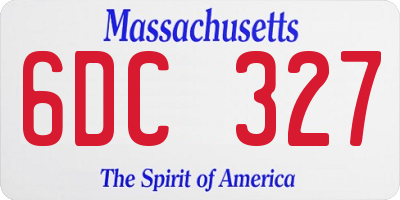 MA license plate 6DC327