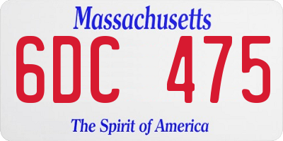 MA license plate 6DC475