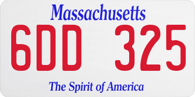 MA license plate 6DD325