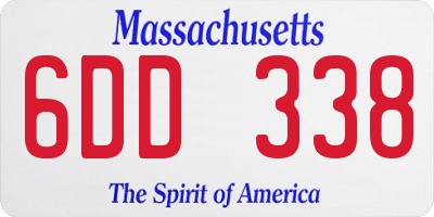 MA license plate 6DD338