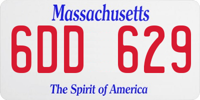 MA license plate 6DD629