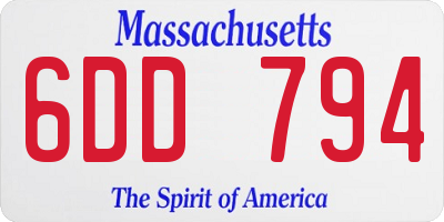 MA license plate 6DD794
