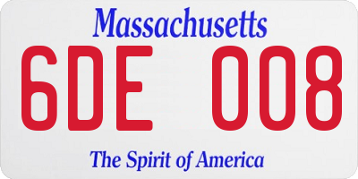 MA license plate 6DE008