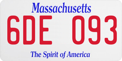 MA license plate 6DE093