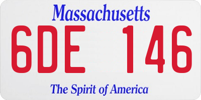 MA license plate 6DE146