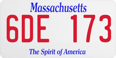 MA license plate 6DE173