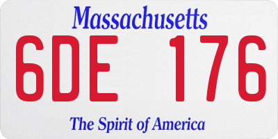 MA license plate 6DE176