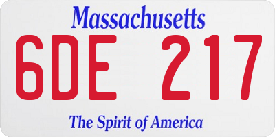 MA license plate 6DE217