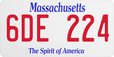 MA license plate 6DE224