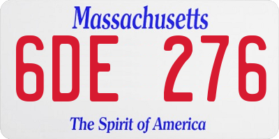 MA license plate 6DE276