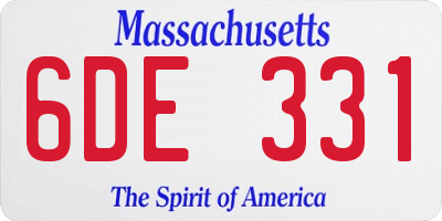 MA license plate 6DE331