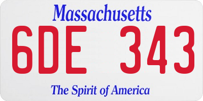MA license plate 6DE343