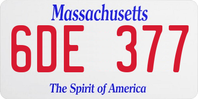 MA license plate 6DE377