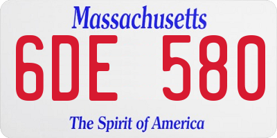 MA license plate 6DE580