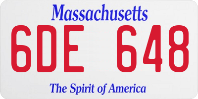 MA license plate 6DE648