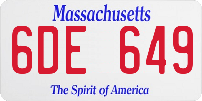 MA license plate 6DE649
