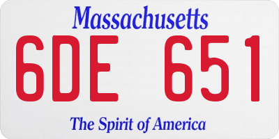 MA license plate 6DE651