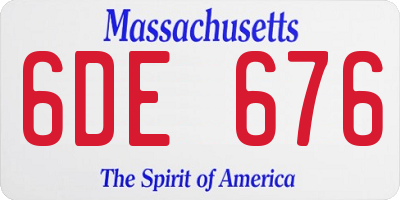 MA license plate 6DE676