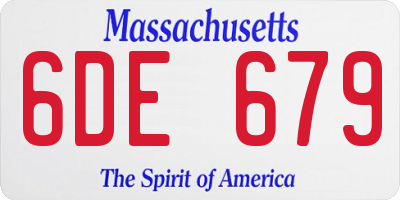 MA license plate 6DE679
