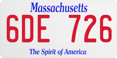 MA license plate 6DE726