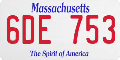 MA license plate 6DE753