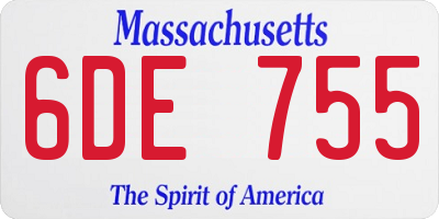 MA license plate 6DE755