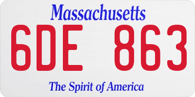 MA license plate 6DE863