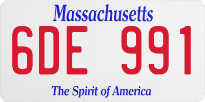 MA license plate 6DE991