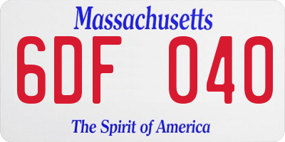 MA license plate 6DF040