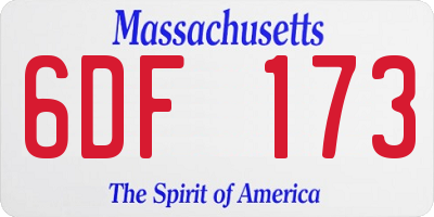 MA license plate 6DF173