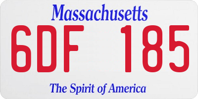 MA license plate 6DF185