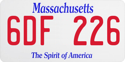 MA license plate 6DF226