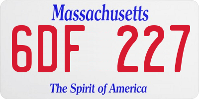 MA license plate 6DF227