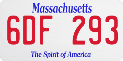 MA license plate 6DF293